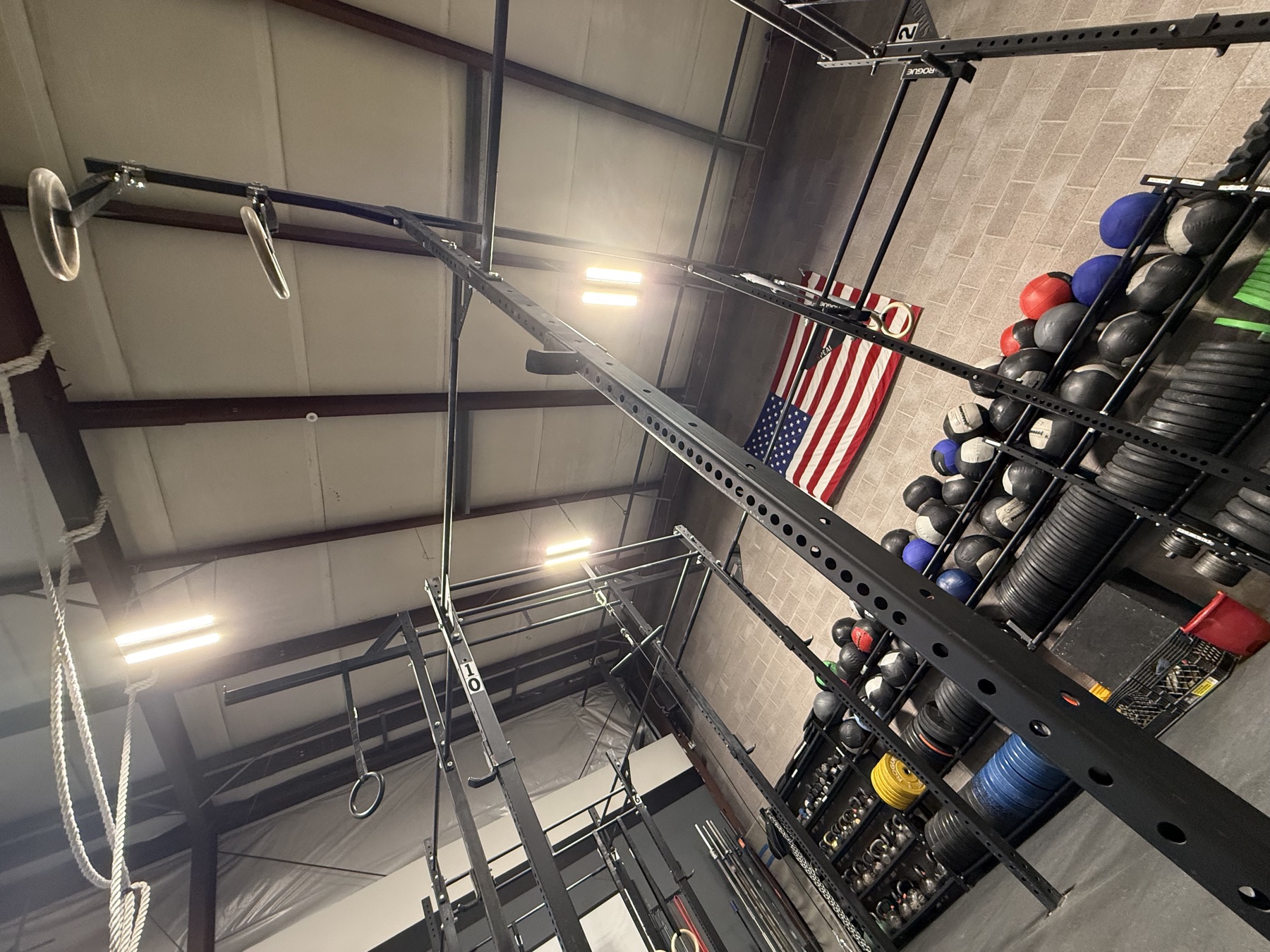 Rig, ropes, and lights overhead